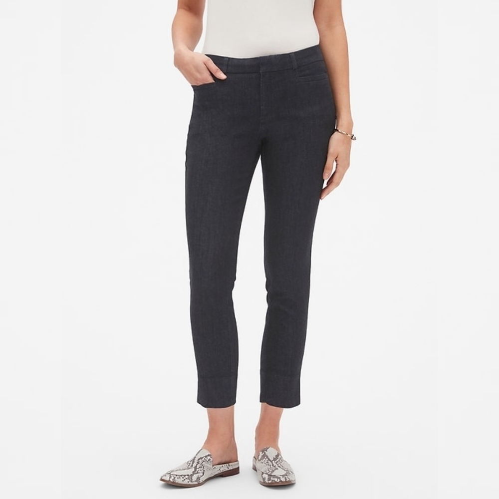 Banana Republic Sloan Crop Denim Pants Chambray Slim Mid Rise 10